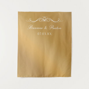 Tapiz Fondo de boda elegante con gradiente dorado con no