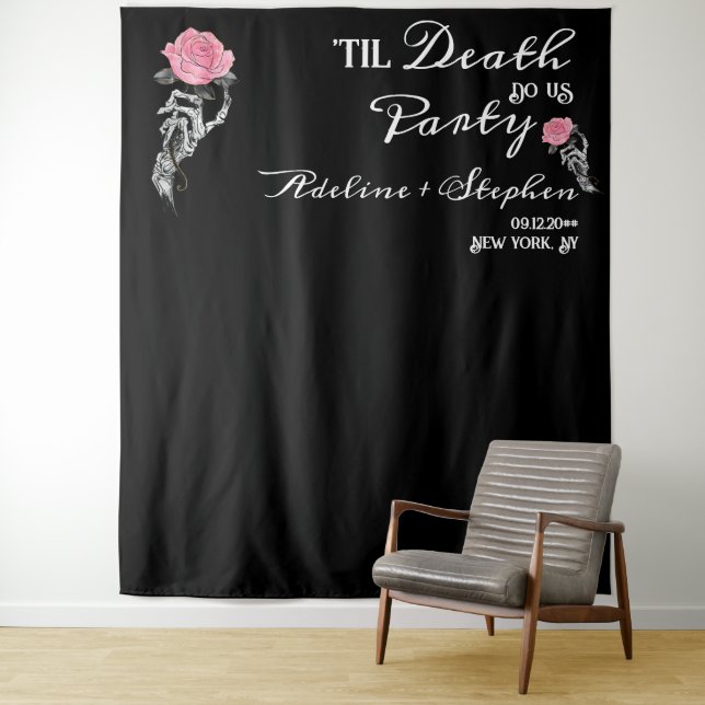 Tapiz Fondo de Boda Esqueleto Gótico Amor Hasta la Muert (In situ)