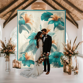 Tapiz Fondo de boda iridiscente tropical ligero
