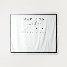 Tapiz Fondo de boda minimalista en blanco y negro