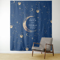 Fondo de Boda místico de la Marina Celeste Oro Azu
