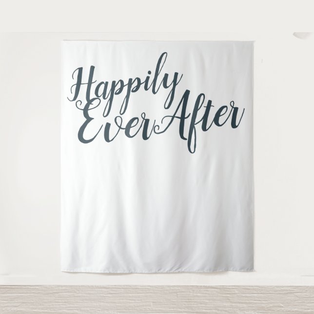 Tapiz Fondo de boda moderno para siempre feliz (Anverso)