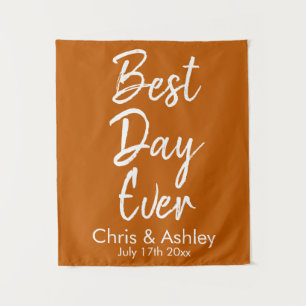 Tapiz Fondo de boda naranja quemada personalizado Mejor