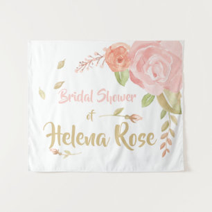 Tapiz Fondo de Boda Nupcial con Rosas Rosadas y Melocotó