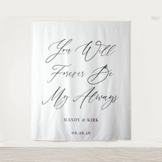 Tapiz Fondo de boda personalizado con guión minimalista