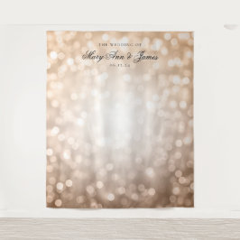 Tapiz Fondo de boda personalizado con luces dorado rosa