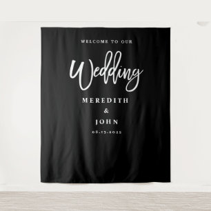 Tapiz Fondo de boda personalizado en blanco y negro