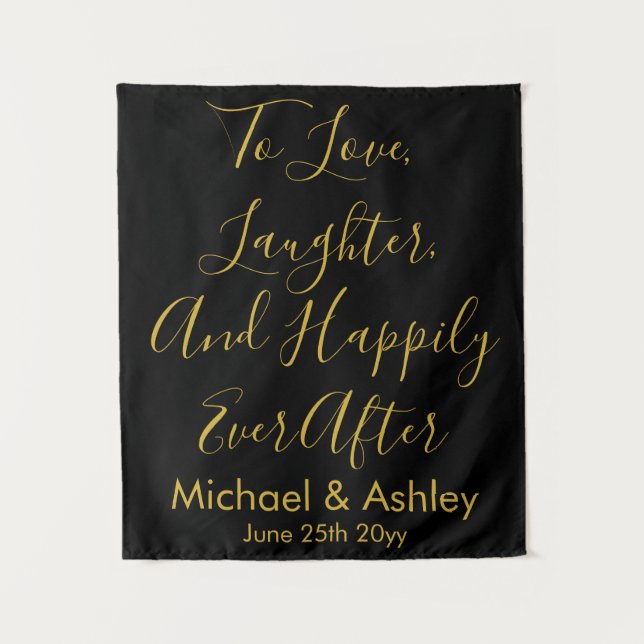 Tapiz Fondo de boda personalizado recepción de la prueba (Anverso)