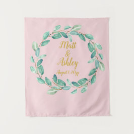 Tapiz Fondo de Boda rosa y dorado Foto Booth Greeneratio