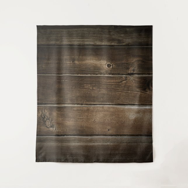 Tapiz Fondo de boda texturizado de madera rústica (Anverso)