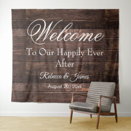 Tapiz Fondo de boda único rústico Felices para siempre