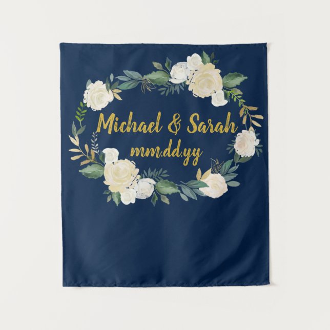 Tapiz Fondo de Boda verde, cabina fotográfica de recepci (Anverso)