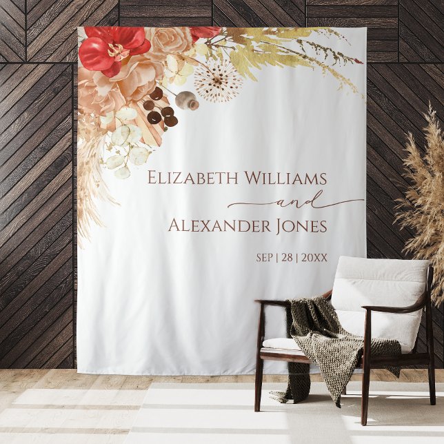Tapiz Fondo de Boho Floral Boda | Terracotta (Subido por el creador)