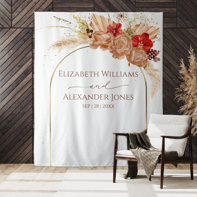 Tapiz Fondo de Boho Floral Boda | Terracotta (Subido por el creador)