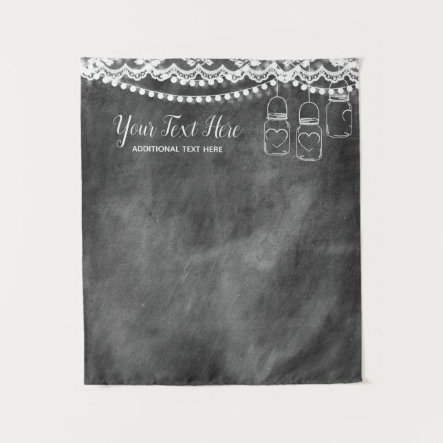 Tapiz Fondo de cabina de fotos de boda con encaje y piza (Anverso)