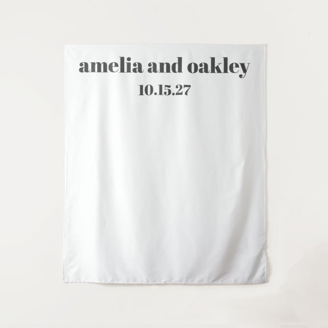 Tapiz Fondo de casamiento personalizado negro y negro ne (Anverso)