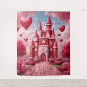 Tapiz Fondo de Castillo Rojo y Rosa