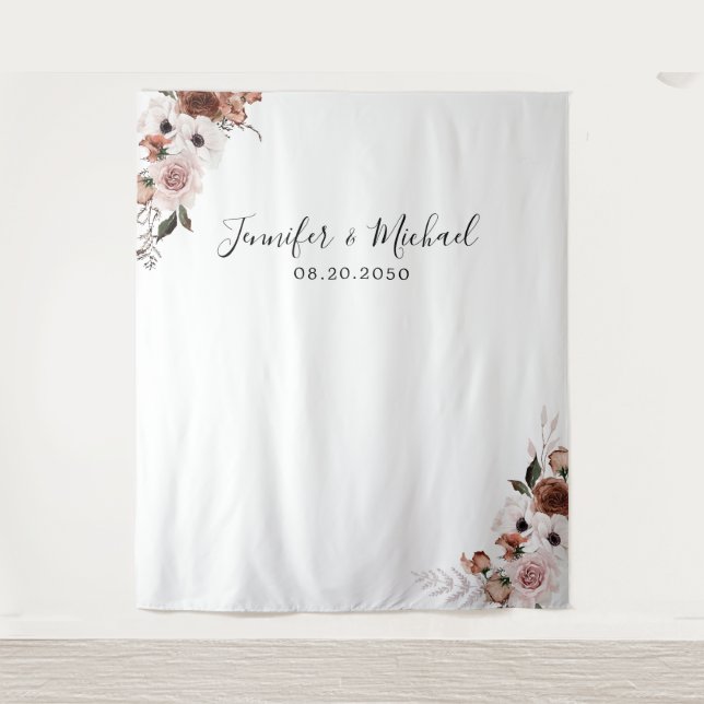 Tapiz Fondo de Ceremonia de Boda de Flores de Seda (Anverso)