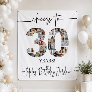 Tapiz Fondo de colaje de fotos de cumpleaños número 30 g