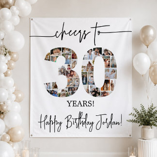 Tapiz Fondo de colaje de fotos de cumpleaños número 30 g