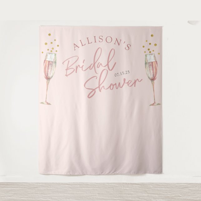 Tapiz Fondo de copas de champán con caligrafía chic mode (Anverso)