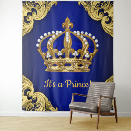 Tapiz Fondo de Corona Real Azul Oro Extra Grande del Prí