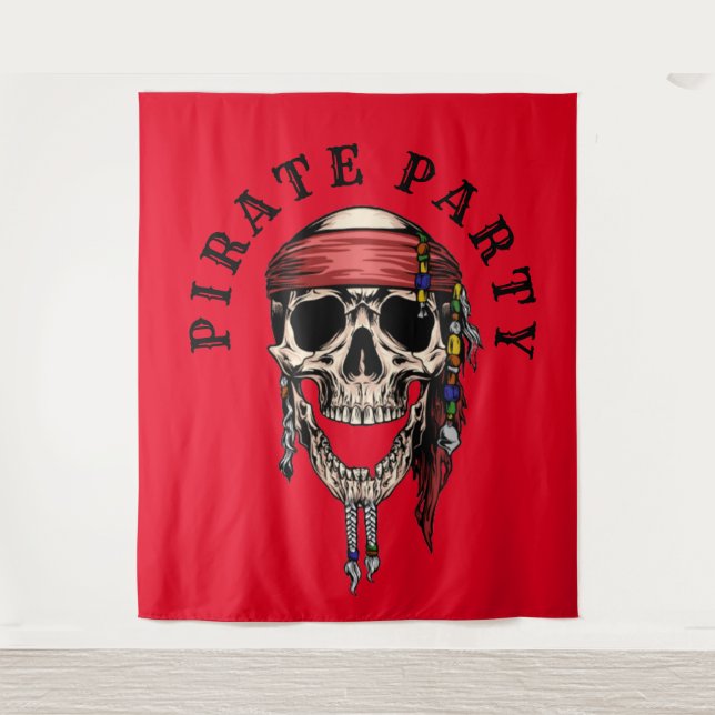 Tapiz Fondo de cráneo de pirata saqueador fantasma (Anverso)