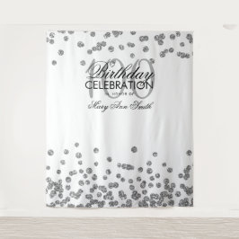 Tapiz Fondo de Cumpleaños 100 Aniversario Plata Blanco C