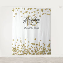 Fondo de Cumpleaños 18 Dorado Blanco Confeti