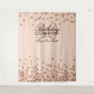 Tapiz Fondo de Cumpleaños 30 Rose Gold Blush Confeti