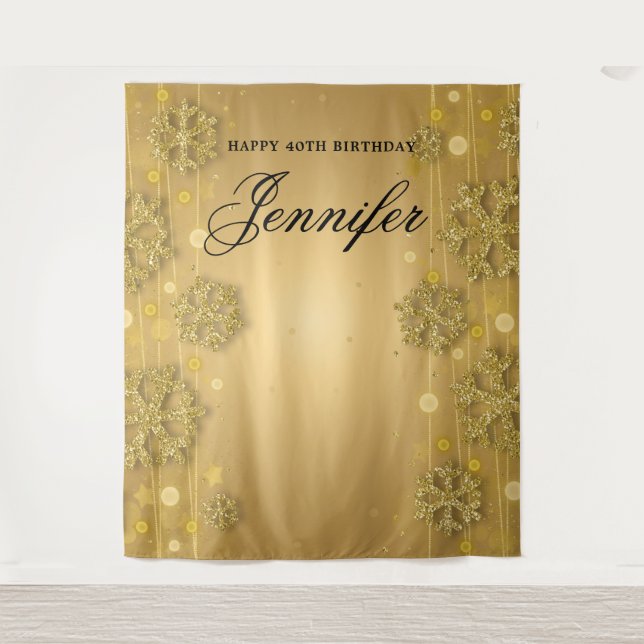 Tapiz Fondo de Cumpleaños 40 Cumpleaños Dorado Brillo de (Anverso)