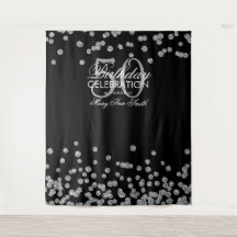 Fondo de Cumpleaños 50 Aniversario Plata Negro Con