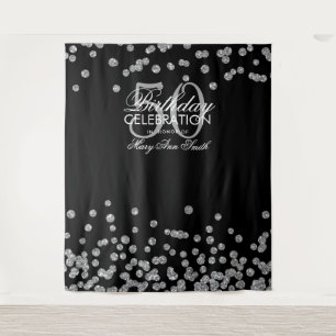 Tapiz Fondo de Cumpleaños 50 Aniversario Plata Negro Con