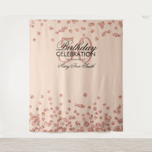 Tapiz Fondo de Cumpleaños 50 Rose Gold Blush Confeti