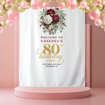 Fondo de Cumpleaños 80 Chic Blush Burgundy Floral