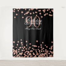 Fondo de cumpleaños 90 rosa oro negro confeti