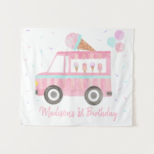 Tapiz Fondo de Cumpleaños de Camión de Helado Moderno
