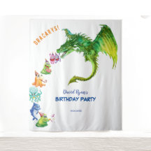 Fondo de Cumpleaños de Monstruos Dragón Suave