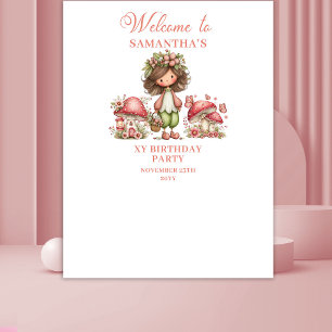 Tapiz Fondo de Cumpleaños de Niña Floral Rosa Hada Bloom