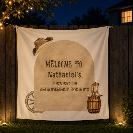 Tapiz Fondo de cumpleaños de vaquero occidental rústico