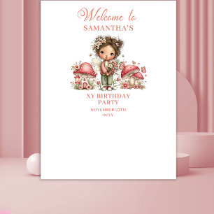 Tapiz Fondo de Cumpleaños Floral Rosado Hada Soñadora