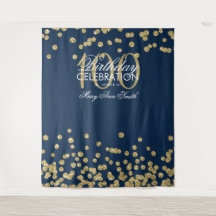 Fondo de cumpleaños número 100 dorado azul marino