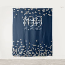Fondo de cumpleaños número 100 plateado confeti az