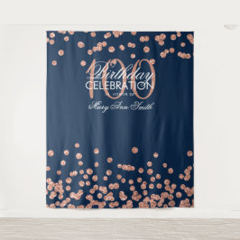 Tapiz Fondo de cumpleaños número 100 rosa oro azul marin