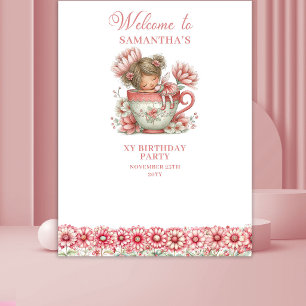 Tapiz Fondo de Cumpleaños número 1 Hada Linda Floral Pas