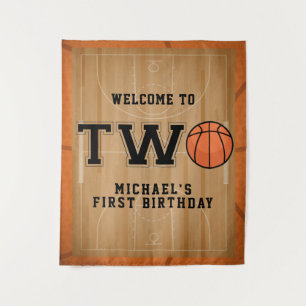 Tapiz Fondo de cumpleaños número dos de baloncesto