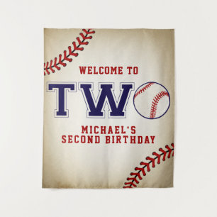 Tapiz Fondo de cumpleaños número dos de béisbol