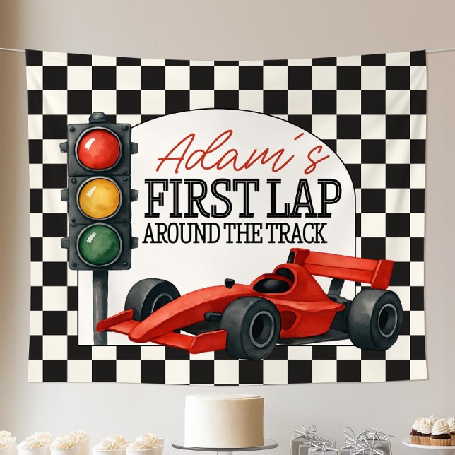 Tapiz Fondo de Cumpleaños Número Uno de Auto de Carreras (Subido por el creador)