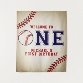 Tapiz Fondo de cumpleaños número uno de béisbol