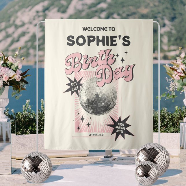 Tapiz Fondo de cumpleaños Retro Disco (Subido por el creador)